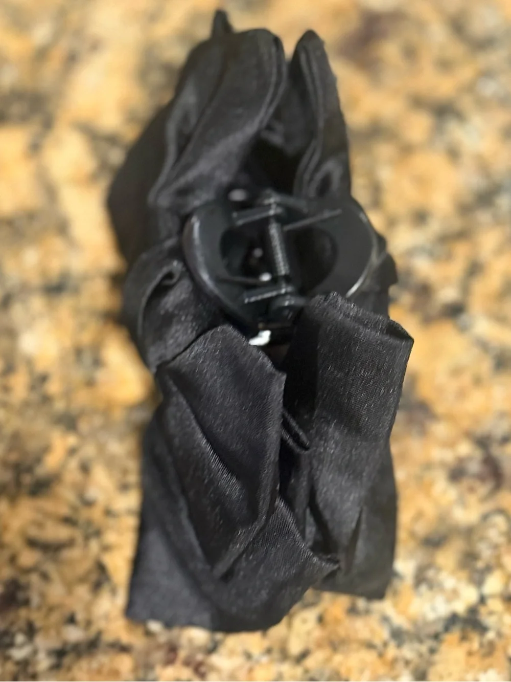 Black Satin Ribbon Bow Claw Clip Hair Accessory 5” Victorian Romantic Goth NWOT